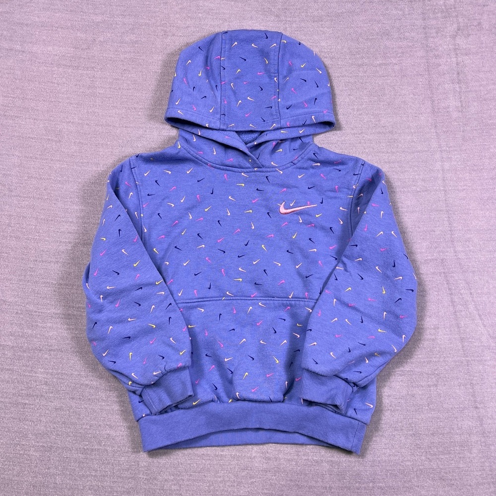 Nike Toddler Kids Blue Sportswear‎ Swooshfetti Logo Print Club Hoodie Size M